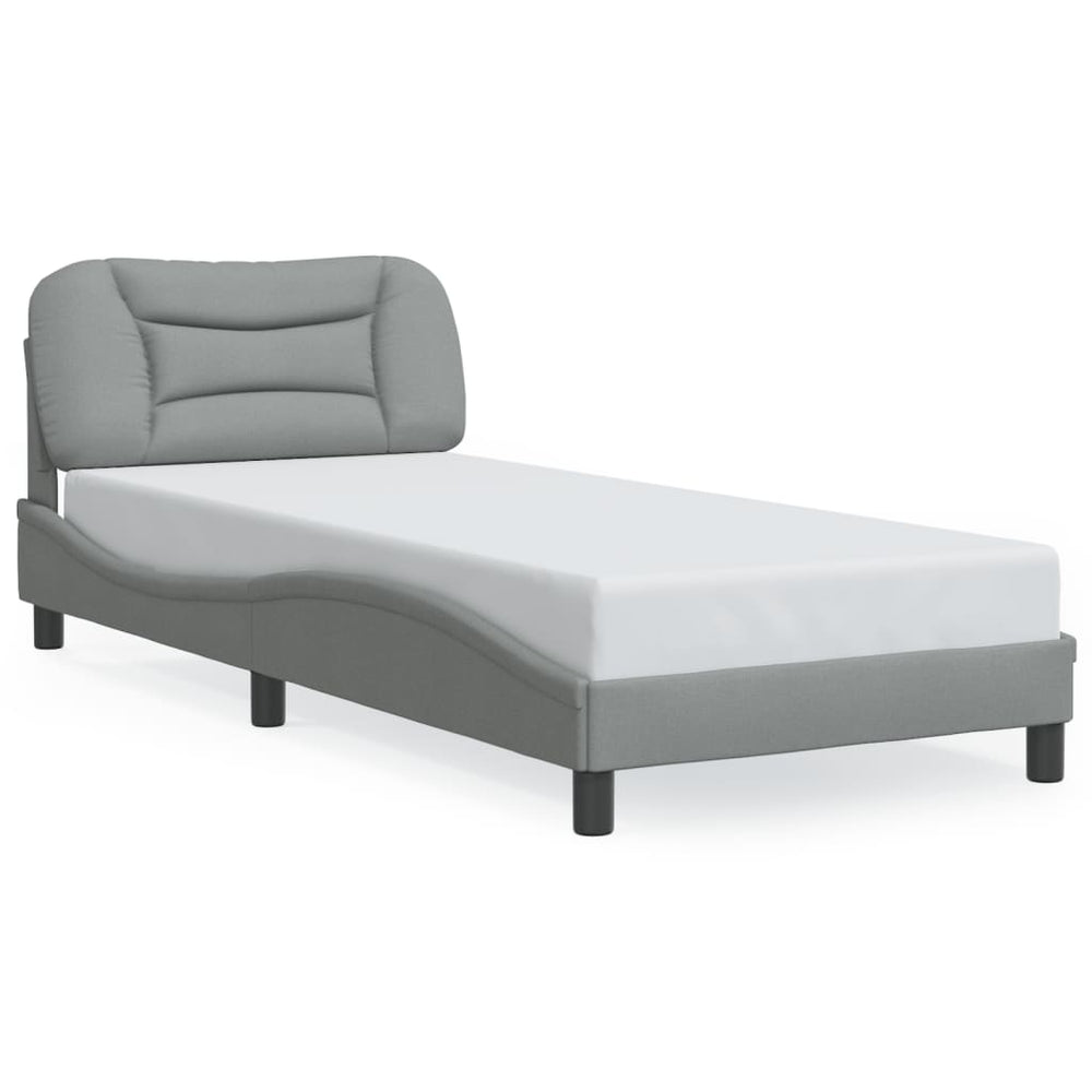 vidaXL LED Bed Frame without Mattress "Hvar" Light Grey 80x200 cm Fabric