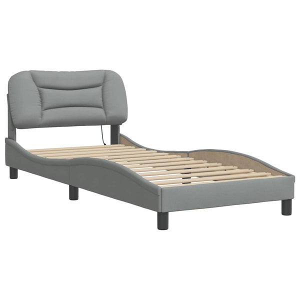 vidaXL LED Bed Frame without Mattress "Hvar" Light Grey 80x200 cm Fabric