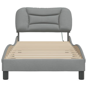 vidaXL LED Bed Frame without Mattress "Hvar" Light Grey 80x200 cm Fabric