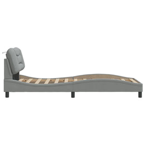 vidaXL LED Bed Frame without Mattress "Hvar" Light Grey 80x200 cm Fabric