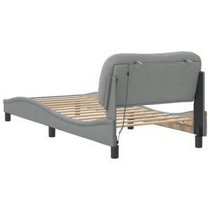 vidaXL LED Bed Frame without Mattress "Hvar" Light Grey 80x200 cm Fabric