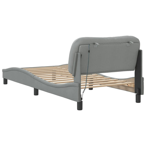 vidaXL LED Bed Frame without Mattress "Hvar" Light Grey 80x200 cm Fabric