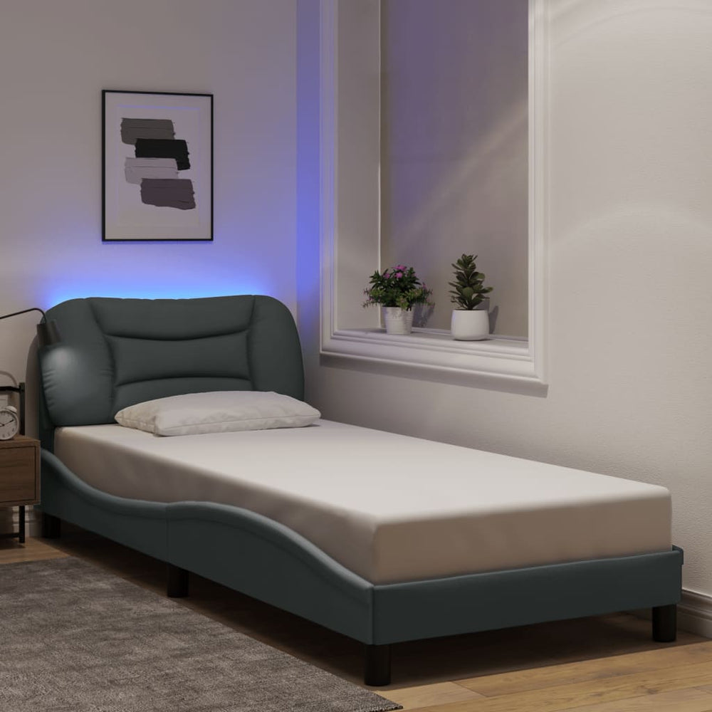vidaXL LED Bed Frame without Mattress "Hvar" Light Grey 80x200 cm Fabric