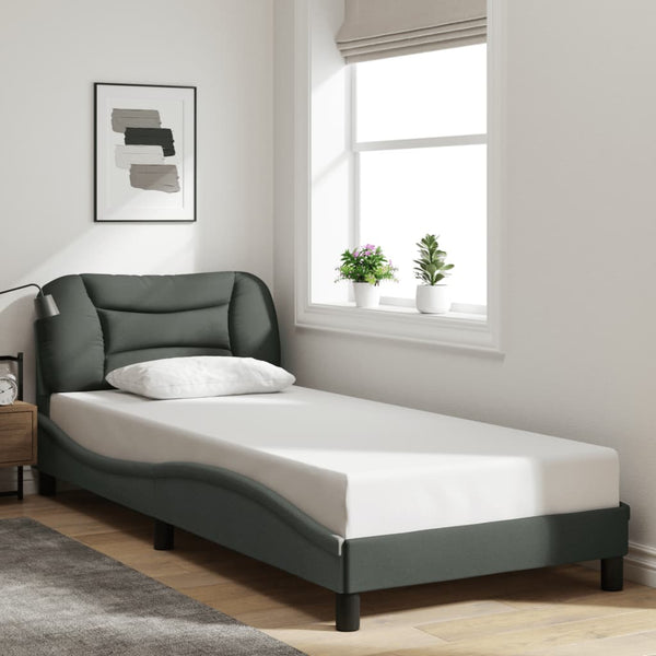 vidaXL LED Bed Frame without Mattress "Hvar" Dark Grey 80x200 cm Fabric