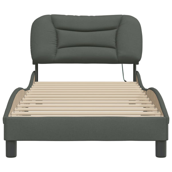 vidaXL LED Bed Frame without Mattress "Hvar" Dark Grey 80x200 cm Fabric
