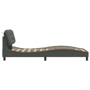 vidaXL LED Bed Frame without Mattress "Hvar" Dark Grey 80x200 cm Fabric