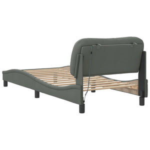 vidaXL LED Bed Frame without Mattress "Hvar" Dark Grey 80x200 cm Fabric