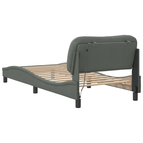 vidaXL LED Bed Frame without Mattress "Hvar" Dark Grey 80x200 cm Fabric