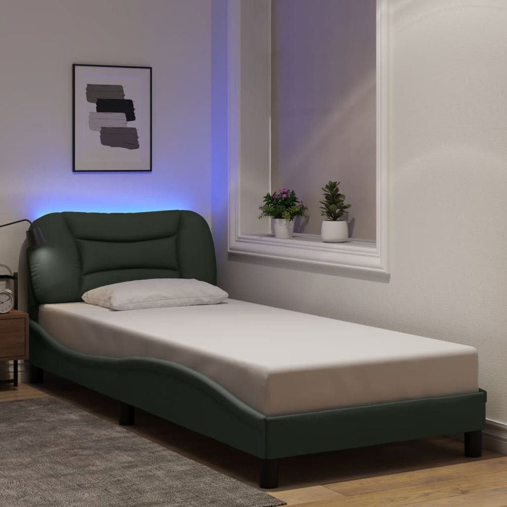 vidaXL LED Bed Frame without Mattress "Hvar" Dark Grey 80x200 cm Fabric
