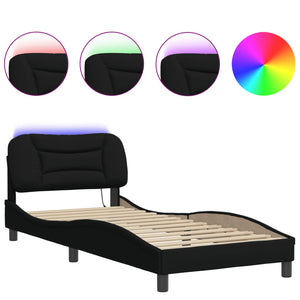 vidaXL LED Bed Frame without Mattress "Hvar" Black 80x200 cm Fabric