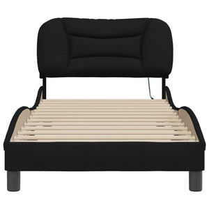 vidaXL LED Bed Frame without Mattress "Hvar" Black 80x200 cm Fabric