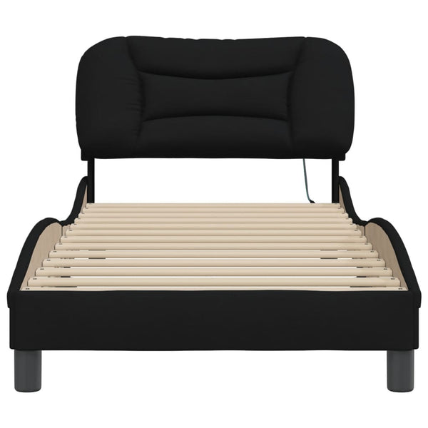 vidaXL LED Bed Frame without Mattress "Hvar" Black 80x200 cm Fabric