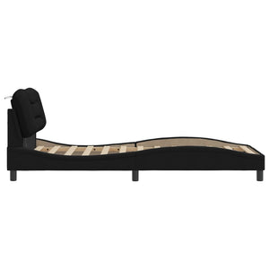 vidaXL LED Bed Frame without Mattress "Hvar" Black 80x200 cm Fabric