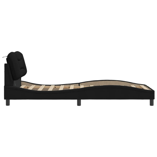 vidaXL LED Bed Frame without Mattress "Hvar" Black 80x200 cm Fabric