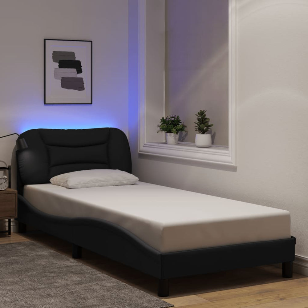 vidaXL LED Bed Frame without Mattress "Hvar" Black 80x200 cm Fabric