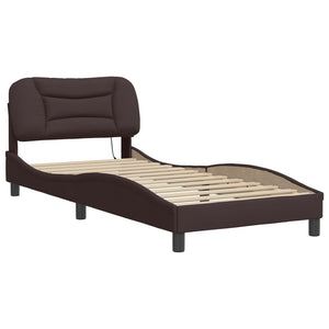 vidaXL LED Bed Frame without Mattress "Hvar" Dark Brown 80x200 cm Fabric