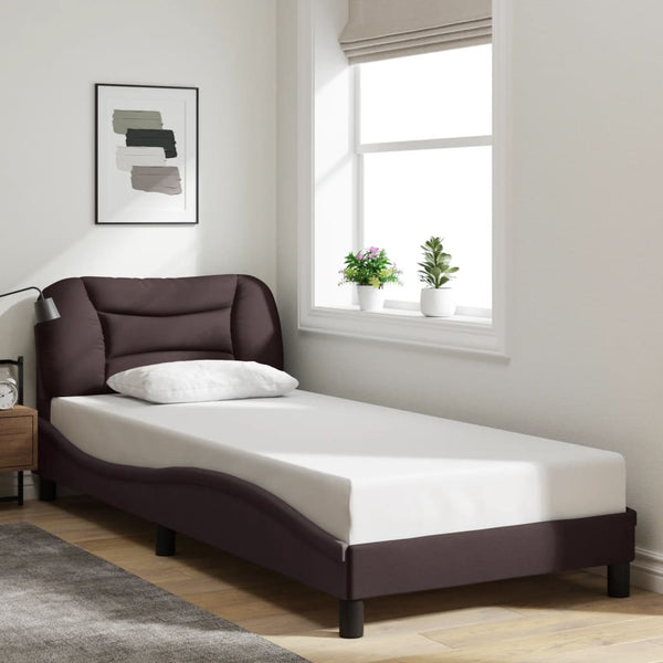 vidaXL LED Bed Frame without Mattress "Hvar" Dark Brown 80x200 cm Fabric