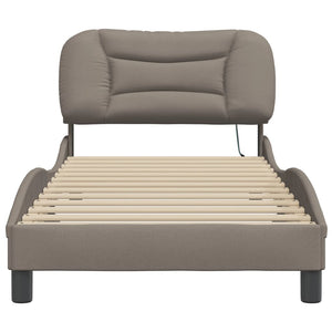 vidaXL LED Bed Frame without Mattress "Hvar" Taupe 80x200 cm Fabric
