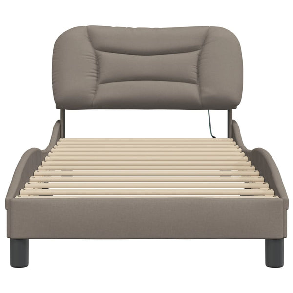 vidaXL LED Bed Frame without Mattress "Hvar" Taupe 80x200 cm Fabric