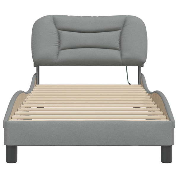 vidaXL LED Bed Frame without Mattress "Hvar" Light Grey 90x190 cm Fabric