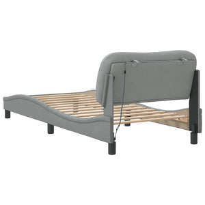 vidaXL LED Bed Frame without Mattress "Hvar" Light Grey 90x190 cm Fabric