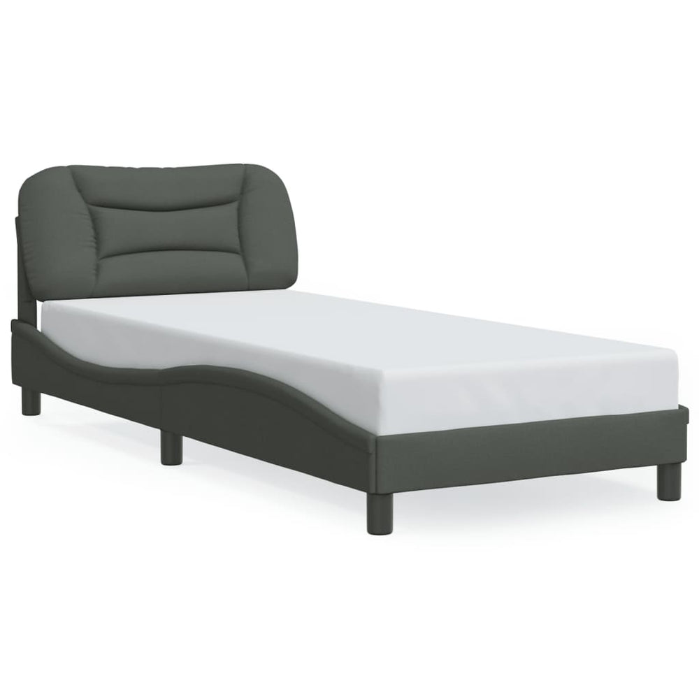 vidaXL Hvar Fabric LED Bed Frame without Mattress Dark Grey 90x190 cm