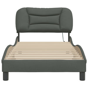 vidaXL Hvar Fabric LED Bed Frame without Mattress Dark Grey 90x190 cm