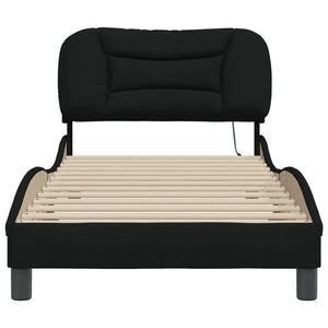 vidaXL LED Bed Frame without Mattress "Hvar" Black 90x190 cm Fabric