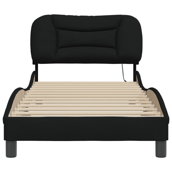 vidaXL LED Bed Frame without Mattress "Hvar" Black 90x190 cm Fabric