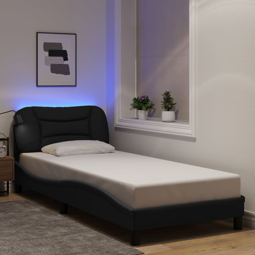 vidaXL LED Bed Frame without Mattress "Hvar" Black 90x190 cm Fabric