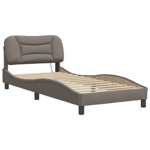 vidaXL LED Bed Frame without Mattress "Hvar" Taupe 90x190 cm Fabric