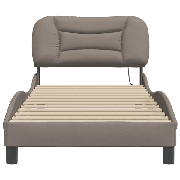 vidaXL LED Bed Frame without Mattress "Hvar" Taupe 90x190 cm Fabric