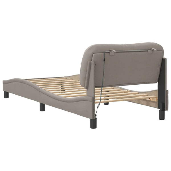 vidaXL LED Bed Frame without Mattress "Hvar" Taupe 90x190 cm Fabric