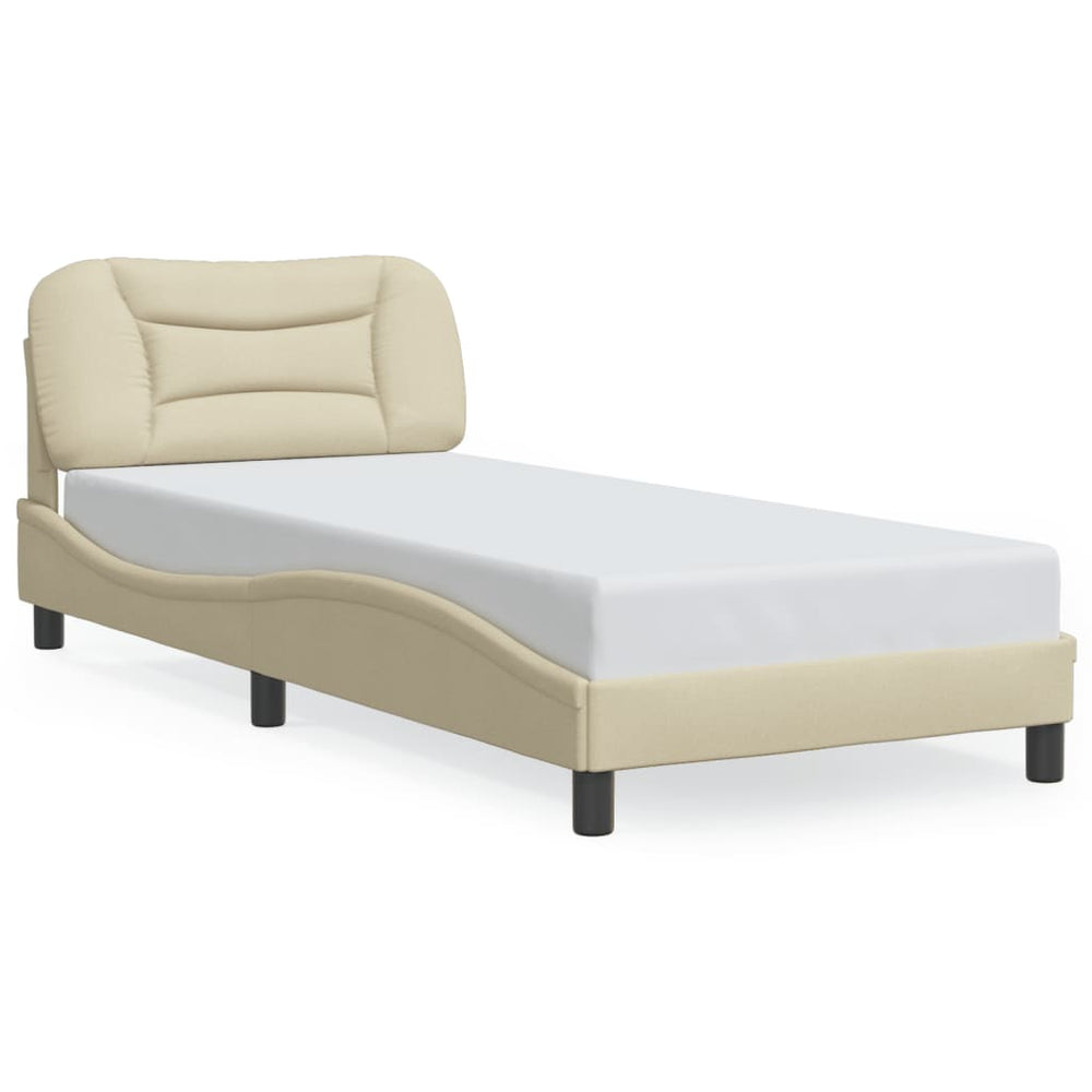 vidaXL LED Bed Frame without Mattress "Hvar" Cream 90x190 cm Fabric