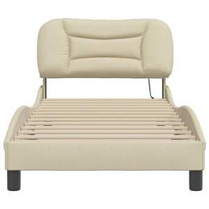 vidaXL LED Bed Frame without Mattress "Hvar" Cream 90x190 cm Fabric