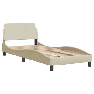 vidaXL LED Bed Frame without Mattress "Hvar" Cream 90x190 cm Fabric