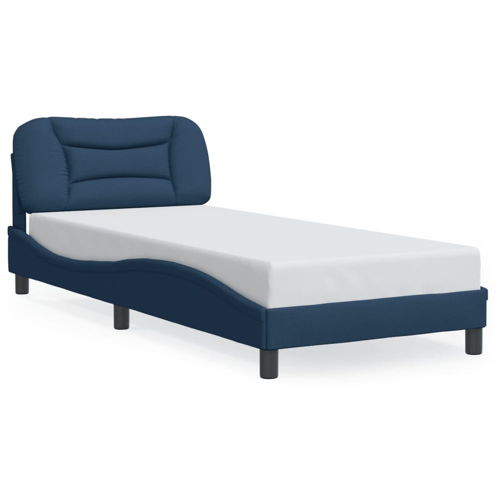 vidaXL LED Bed Frame without Mattress "Hvar" Blue 90x190 cm Fabric