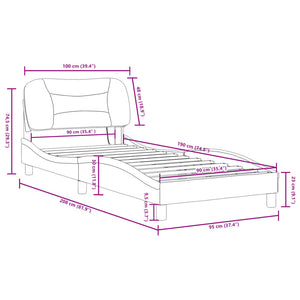vidaXL LED Bed Frame without Mattress "Hvar" Blue 90x190 cm Fabric