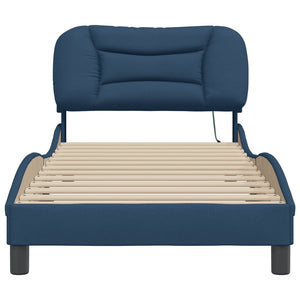 vidaXL LED Bed Frame without Mattress "Hvar" Blue 90x190 cm Fabric