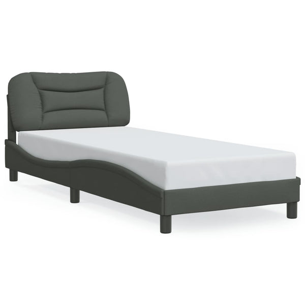 vidaXL LED Bed Frame without Mattress "Hvar" Dark Gray 90x200 cm Fabric