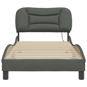 vidaXL LED Bed Frame without Mattress "Hvar" Dark Gray 90x200 cm Fabric