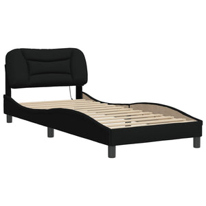 vidaXL LED Bed Frame without Mattress "Hvar" Black 90x200 cm Fabric
