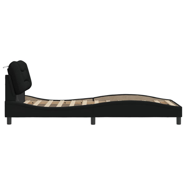 vidaXL LED Bed Frame without Mattress "Hvar" Black 90x200 cm Fabric