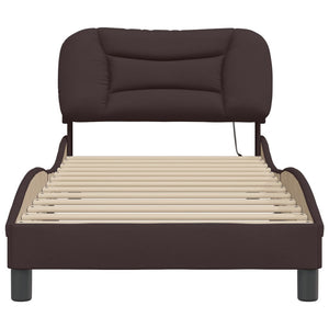 vidaXL LED Bed Frame without Mattress "Hvar" Dark Brown 90x200 cm Fabric
