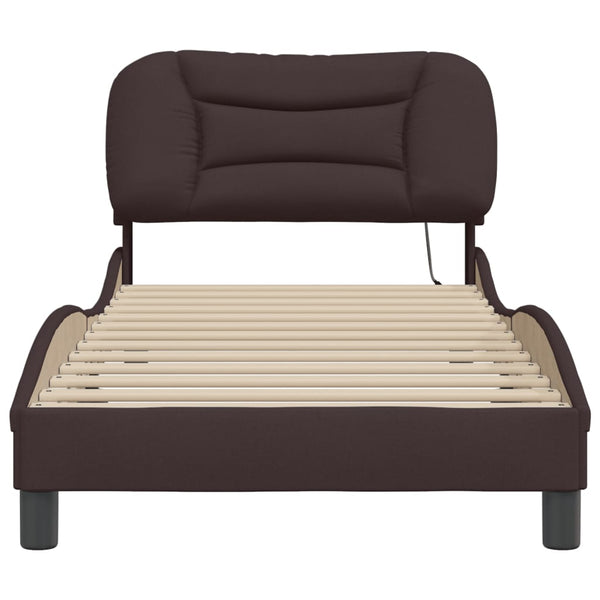 vidaXL LED Bed Frame without Mattress "Hvar" Dark Brown 90x200 cm Fabric