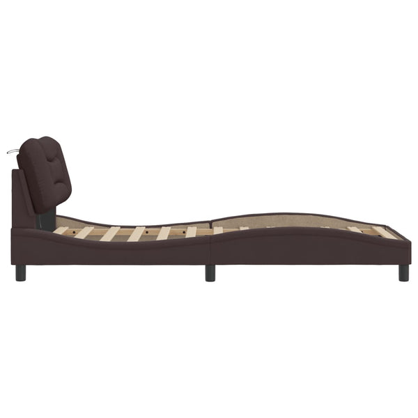 vidaXL LED Bed Frame without Mattress "Hvar" Dark Brown 90x200 cm Fabric