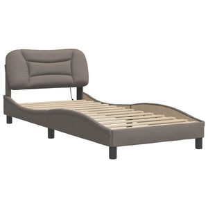 vidaXL LED Bed Frame without Mattress "Hvar" Taupe 90x200 cm Fabric