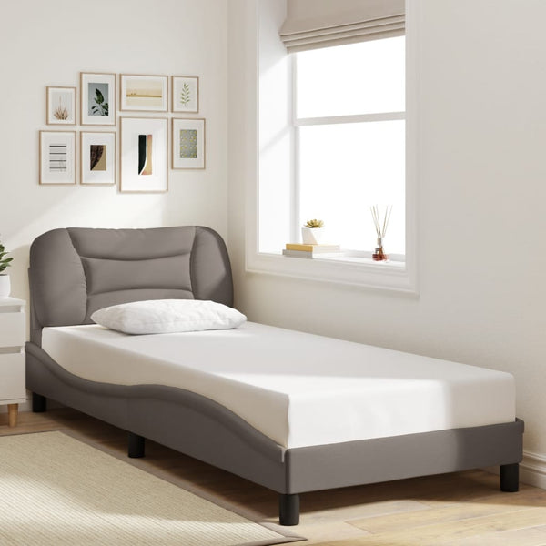 vidaXL LED Bed Frame without Mattress "Hvar" Taupe 90x200 cm Fabric