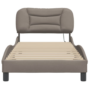 vidaXL LED Bed Frame without Mattress "Hvar" Taupe 90x200 cm Fabric