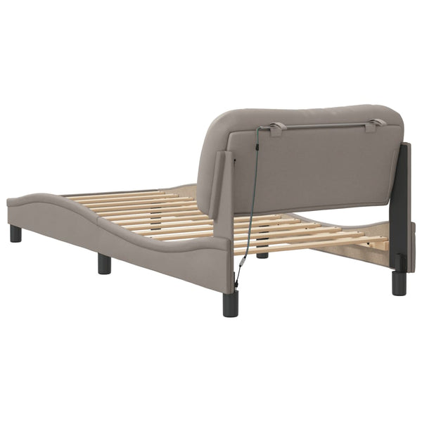 vidaXL LED Bed Frame without Mattress "Hvar" Taupe 90x200 cm Fabric